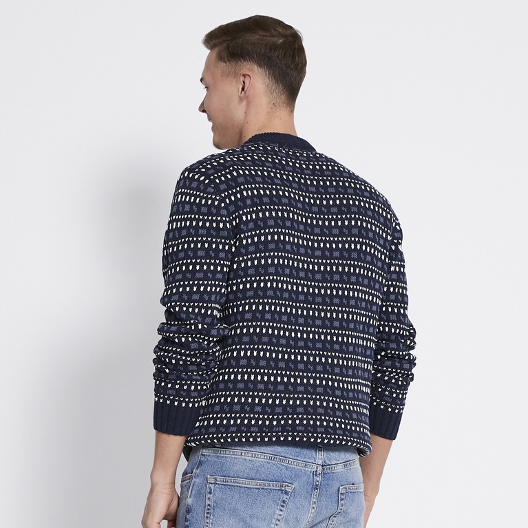 Pattern knit sweater "Felize" Navy